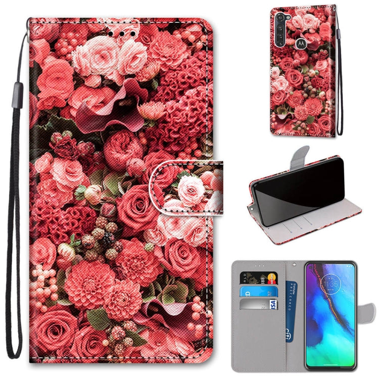 Coloured Drawing Cross Texture Horizontal Flip PU Leather Case with Holder & Card Slots & Wallet & Lanyard, For Motorola Moto G Stylus (2020)