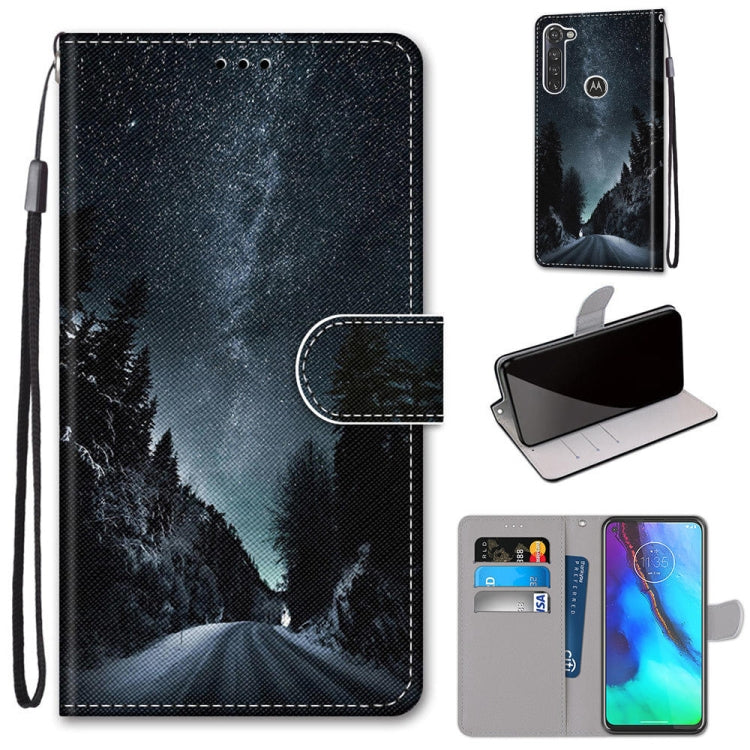 Coloured Drawing Cross Texture Horizontal Flip PU Leather Case with Holder & Card Slots & Wallet & Lanyard, For Motorola Moto G Stylus (2020)