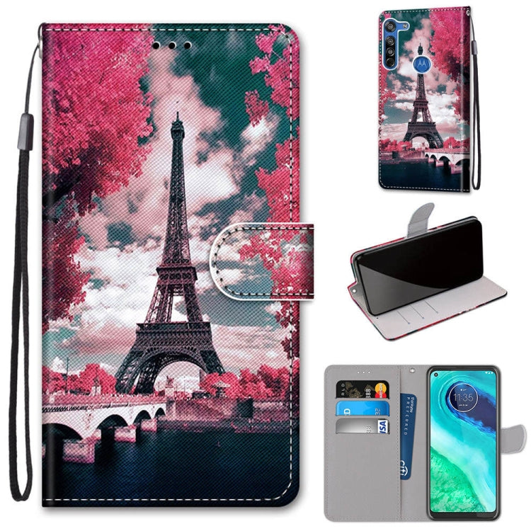 Coloured Drawing Cross Texture Horizontal Flip PU Leather Case with Holder & Card Slots & Wallet & Lanyard, For Motorola Moto G8