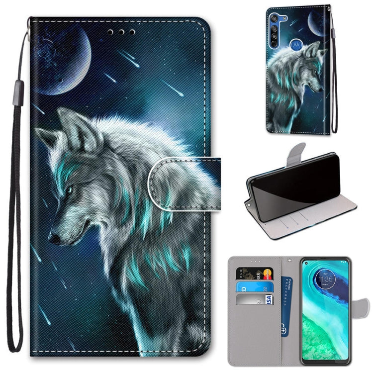 Coloured Drawing Cross Texture Horizontal Flip PU Leather Case with Holder & Card Slots & Wallet & Lanyard, For Motorola Moto G8