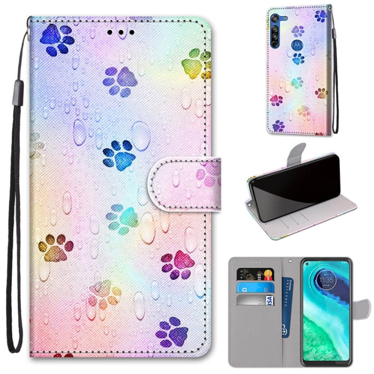 Coloured Drawing Cross Texture Horizontal Flip PU Leather Case with Holder & Card Slots & Wallet & Lanyard, For Motorola Moto G8