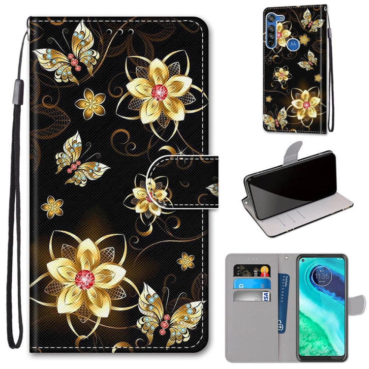 Coloured Drawing Cross Texture Horizontal Flip PU Leather Case with Holder & Card Slots & Wallet & Lanyard, For Motorola Moto G8