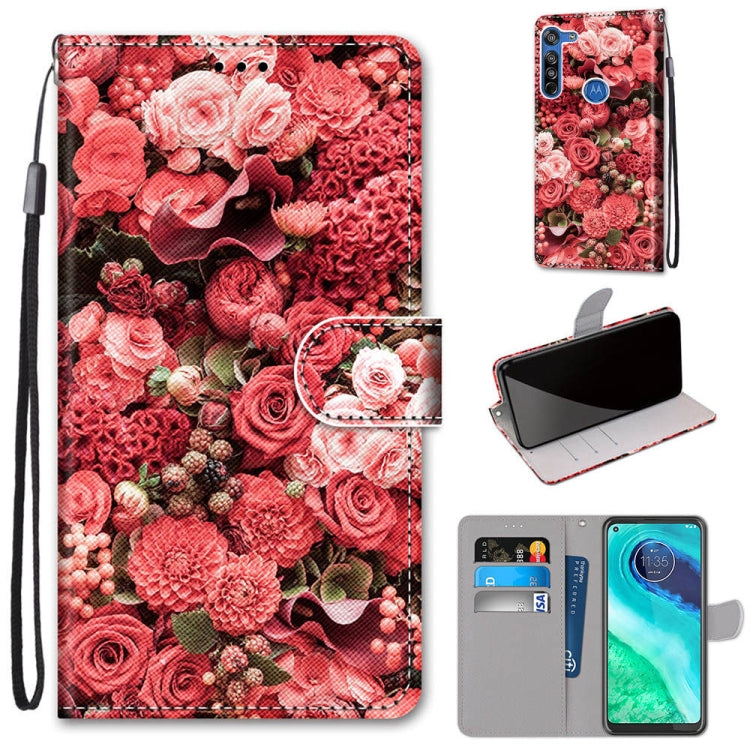 Coloured Drawing Cross Texture Horizontal Flip PU Leather Case with Holder & Card Slots & Wallet & Lanyard, For Motorola Moto G8