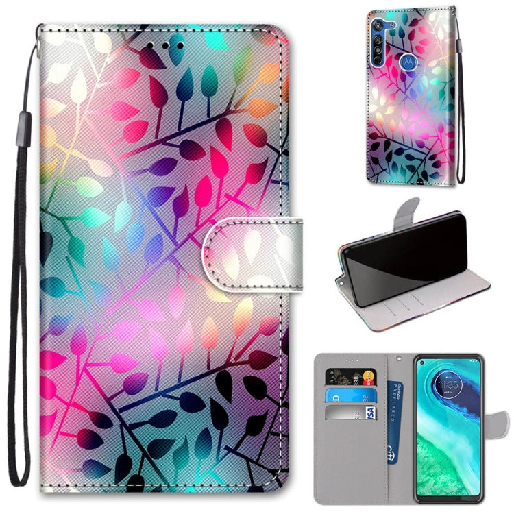 Coloured Drawing Cross Texture Horizontal Flip PU Leather Case with Holder & Card Slots & Wallet & Lanyard, For Motorola Moto G8