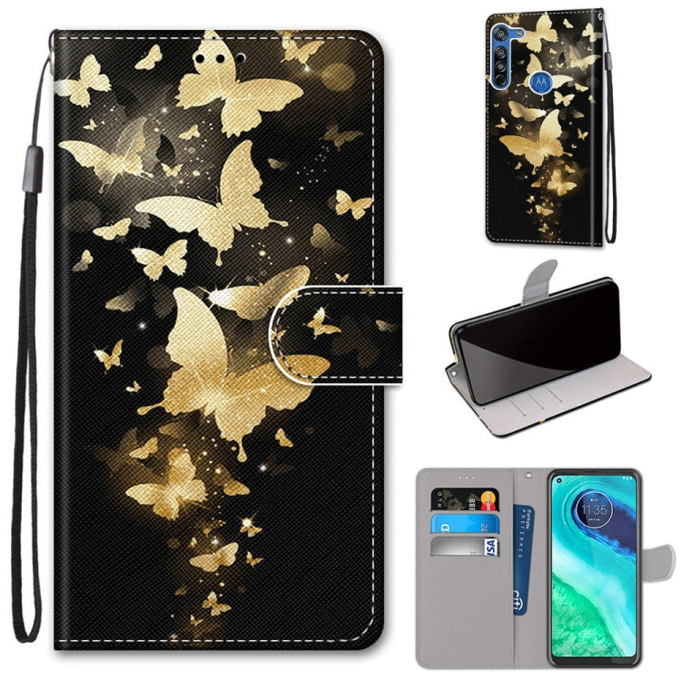 Coloured Drawing Cross Texture Horizontal Flip PU Leather Case with Holder & Card Slots & Wallet & Lanyard, For Motorola Moto G8