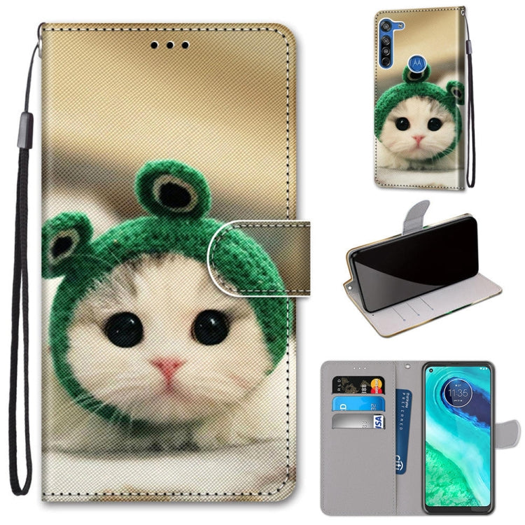 Coloured Drawing Cross Texture Horizontal Flip PU Leather Case with Holder & Card Slots & Wallet & Lanyard, For Motorola Moto G8