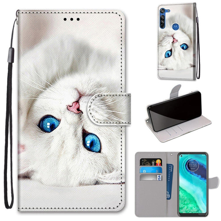 Coloured Drawing Cross Texture Horizontal Flip PU Leather Case with Holder & Card Slots & Wallet & Lanyard, For Motorola Moto G8