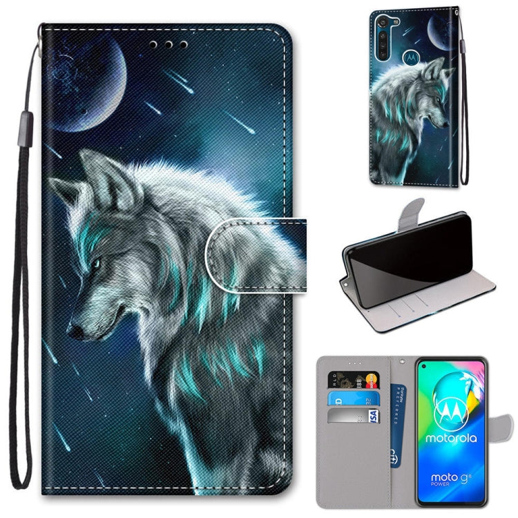 Coloured Drawing Cross Texture Horizontal Flip PU Leather Case with Holder & Card Slots & Wallet & Lanyard, For Motorola Moto G8 Power