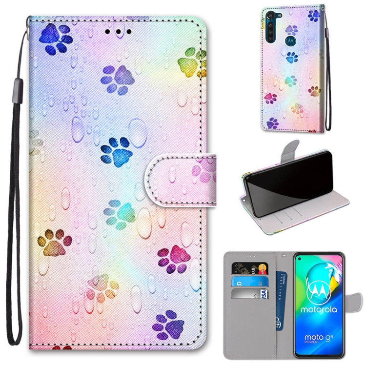 Coloured Drawing Cross Texture Horizontal Flip PU Leather Case with Holder & Card Slots & Wallet & Lanyard, For Motorola Moto G8 Power