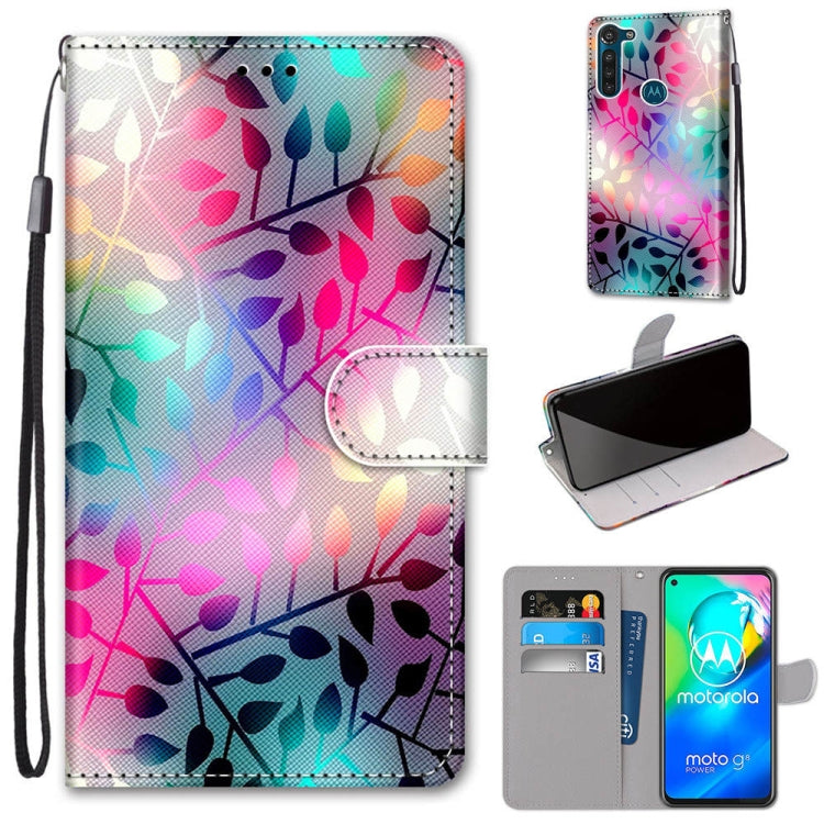 Coloured Drawing Cross Texture Horizontal Flip PU Leather Case with Holder & Card Slots & Wallet & Lanyard, For Motorola Moto G8 Power