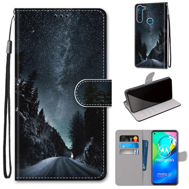 Coloured Drawing Cross Texture Horizontal Flip PU Leather Case with Holder & Card Slots & Wallet & Lanyard, For Motorola Moto G8 Power