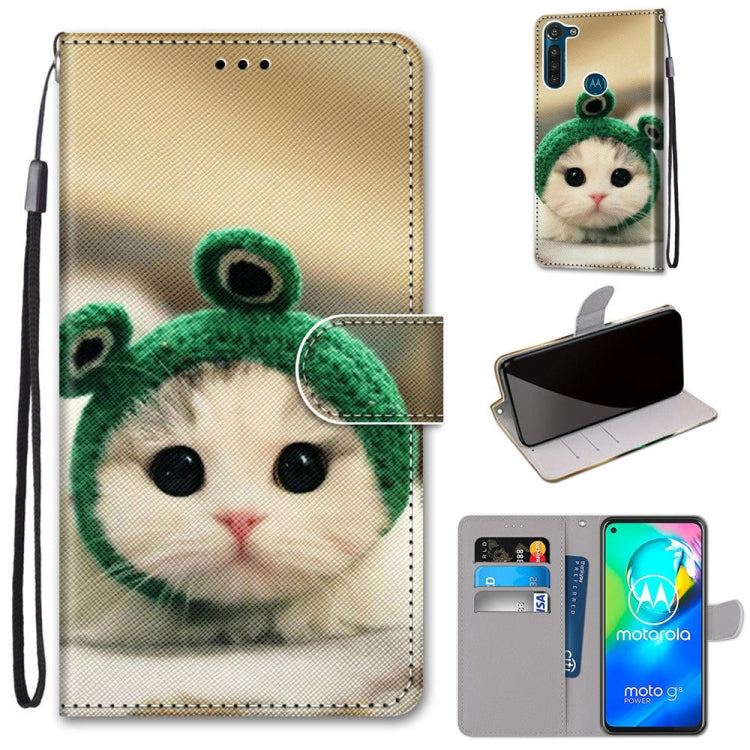 Coloured Drawing Cross Texture Horizontal Flip PU Leather Case with Holder & Card Slots & Wallet & Lanyard, For Motorola Moto G8 Power