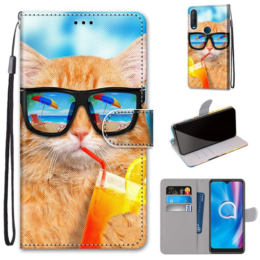 Coloured Drawing Cross Texture Horizontal Flip PU Leather Case with Holder & Card Slots & Wallet & Lanyard, For Alcatel 1SE 2020