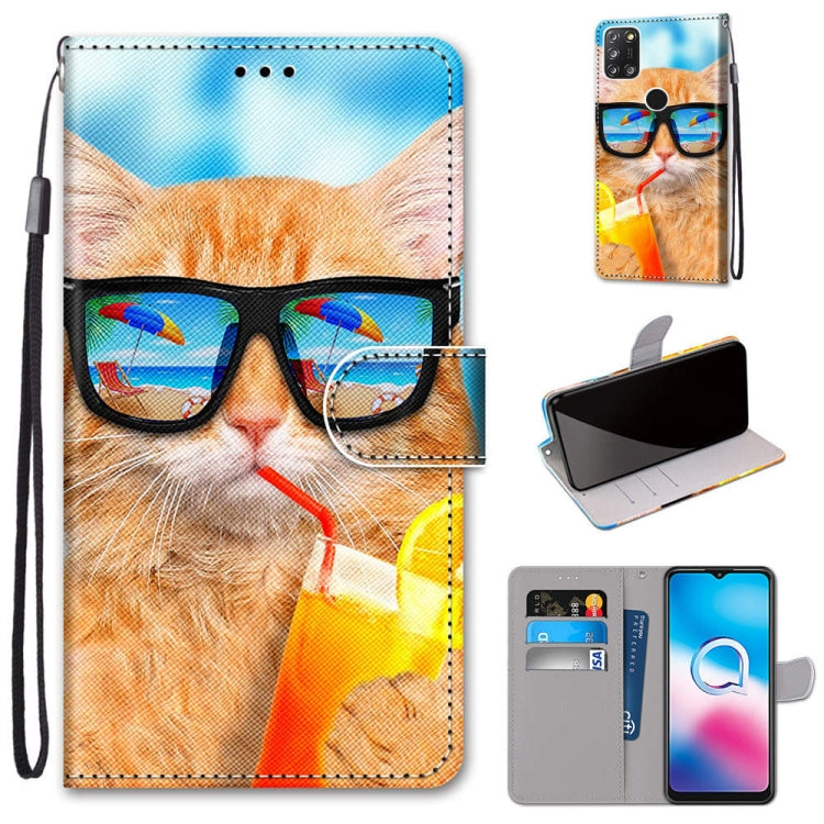 Coloured Drawing Cross Texture Horizontal Flip PU Leather Case with Holder & Card Slots & Wallet & Lanyard, For Alcatel 3X 2020