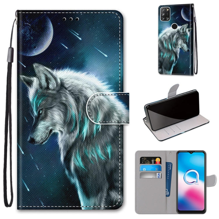 Coloured Drawing Cross Texture Horizontal Flip PU Leather Case with Holder & Card Slots & Wallet & Lanyard, For Alcatel 3X 2020