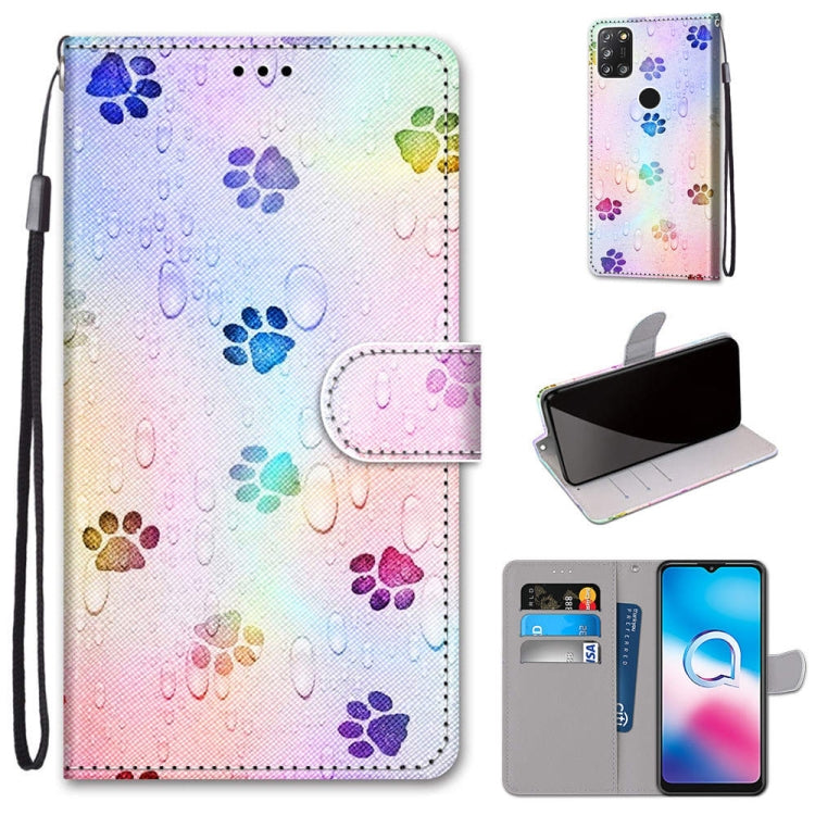 Coloured Drawing Cross Texture Horizontal Flip PU Leather Case with Holder & Card Slots & Wallet & Lanyard, For Alcatel 3X 2020