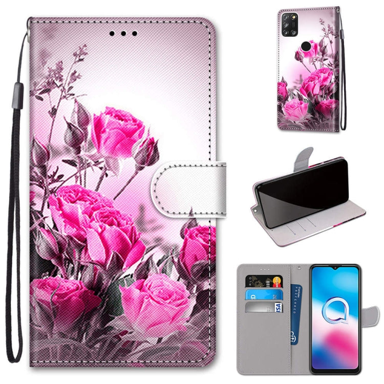 Coloured Drawing Cross Texture Horizontal Flip PU Leather Case with Holder & Card Slots & Wallet & Lanyard, For Alcatel 3X 2020