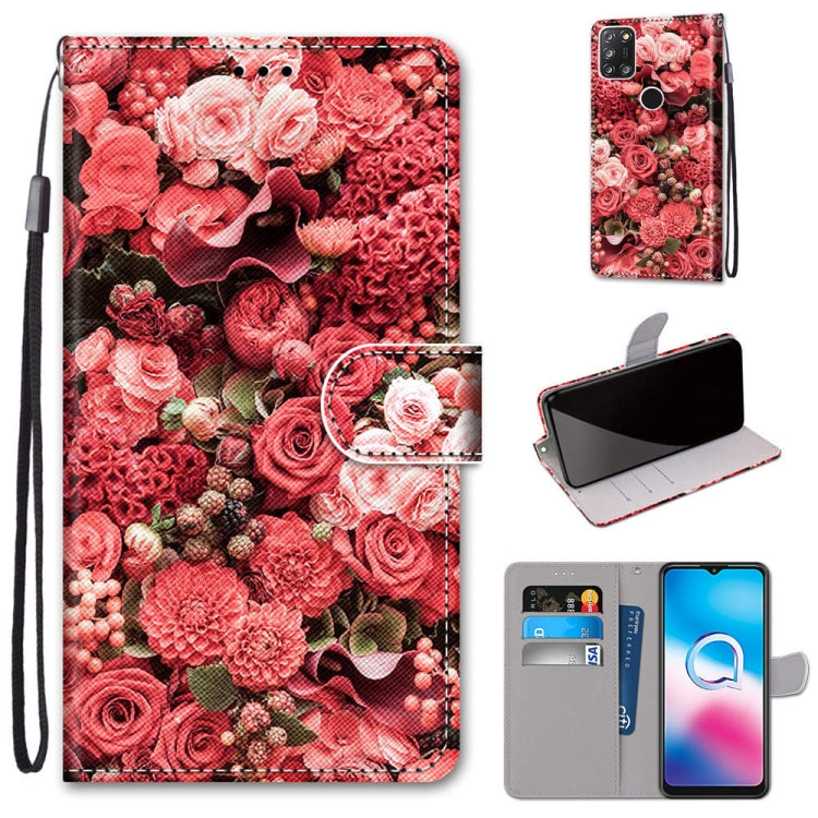 Coloured Drawing Cross Texture Horizontal Flip PU Leather Case with Holder & Card Slots & Wallet & Lanyard, For Alcatel 3X 2020