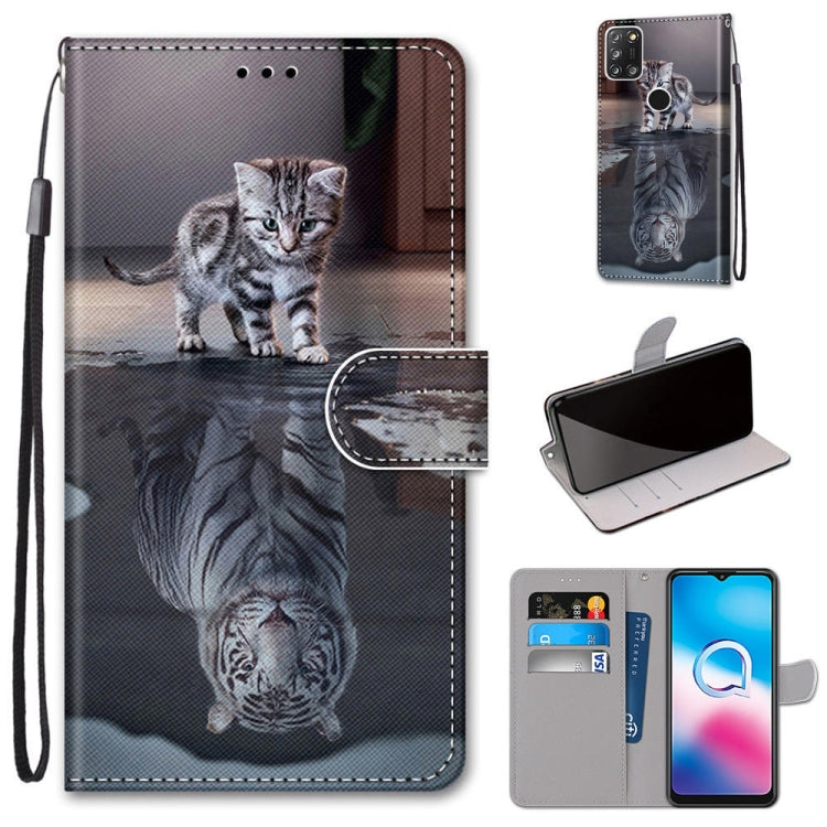 Coloured Drawing Cross Texture Horizontal Flip PU Leather Case with Holder & Card Slots & Wallet & Lanyard, For Alcatel 3X 2020