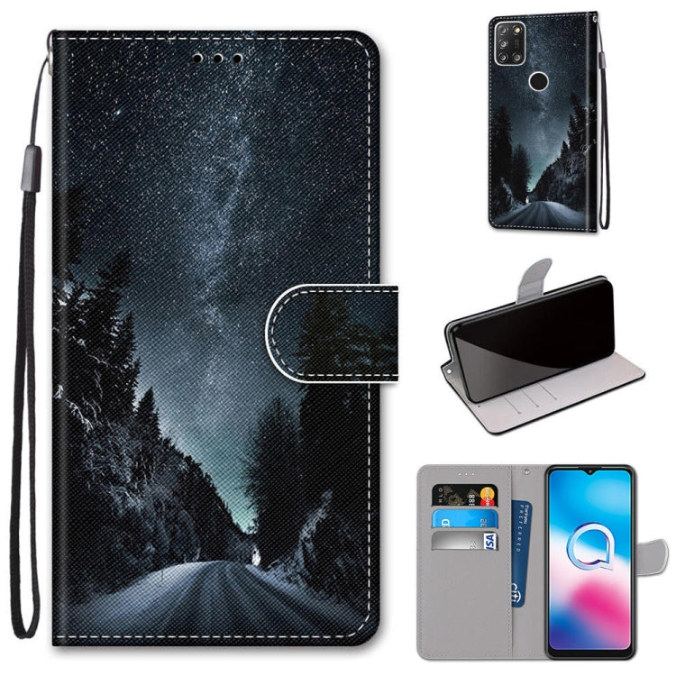 Coloured Drawing Cross Texture Horizontal Flip PU Leather Case with Holder & Card Slots & Wallet & Lanyard, For Alcatel 3X 2020