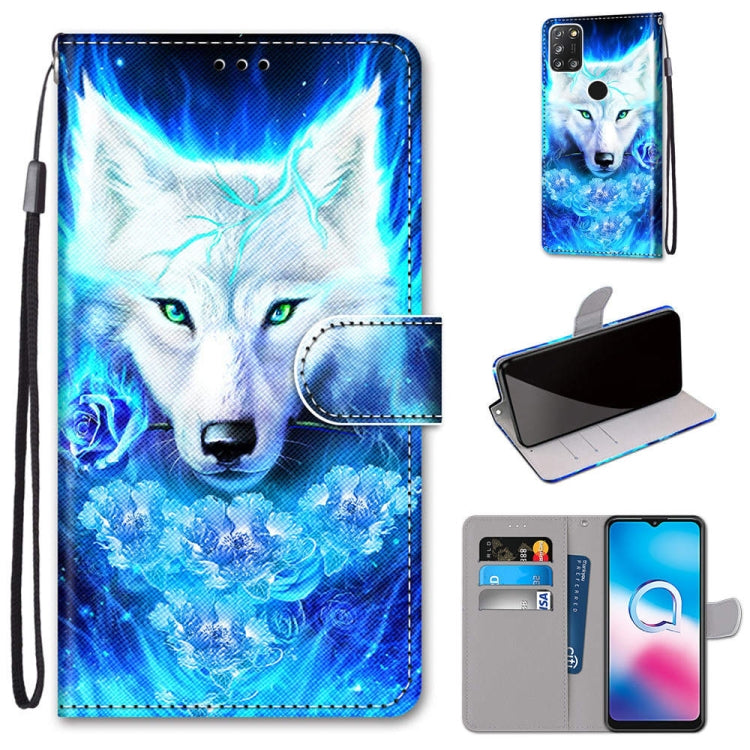 Coloured Drawing Cross Texture Horizontal Flip PU Leather Case with Holder & Card Slots & Wallet & Lanyard, For Alcatel 3X 2020