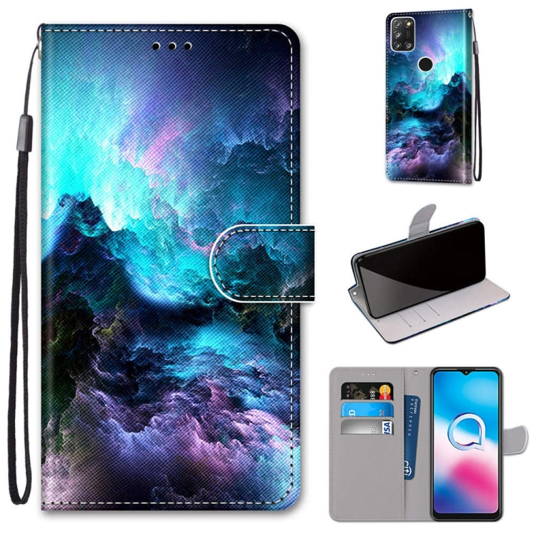 Coloured Drawing Cross Texture Horizontal Flip PU Leather Case with Holder & Card Slots & Wallet & Lanyard, For Alcatel 3X 2020