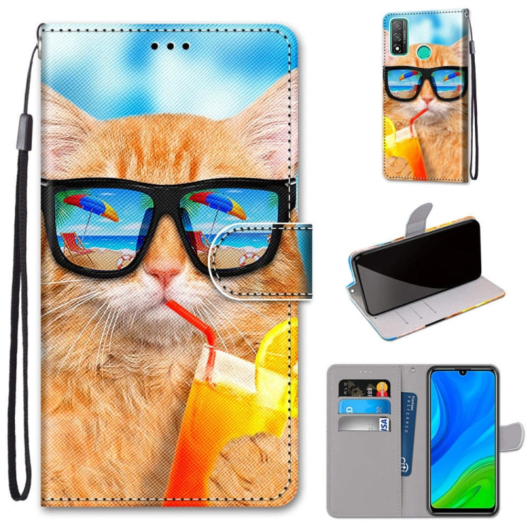 Coloured Drawing Cross Texture Horizontal Flip PU Leather Case with Holder & Card Slots & Wallet & Lanyard, For Huawei P Smart (2020)