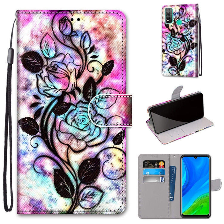 Coloured Drawing Cross Texture Horizontal Flip PU Leather Case with Holder & Card Slots & Wallet & Lanyard, For Huawei P Smart (2020)