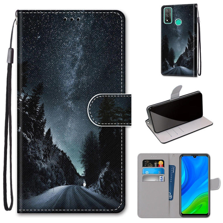 Coloured Drawing Cross Texture Horizontal Flip PU Leather Case with Holder & Card Slots & Wallet & Lanyard, For Huawei P Smart (2020)