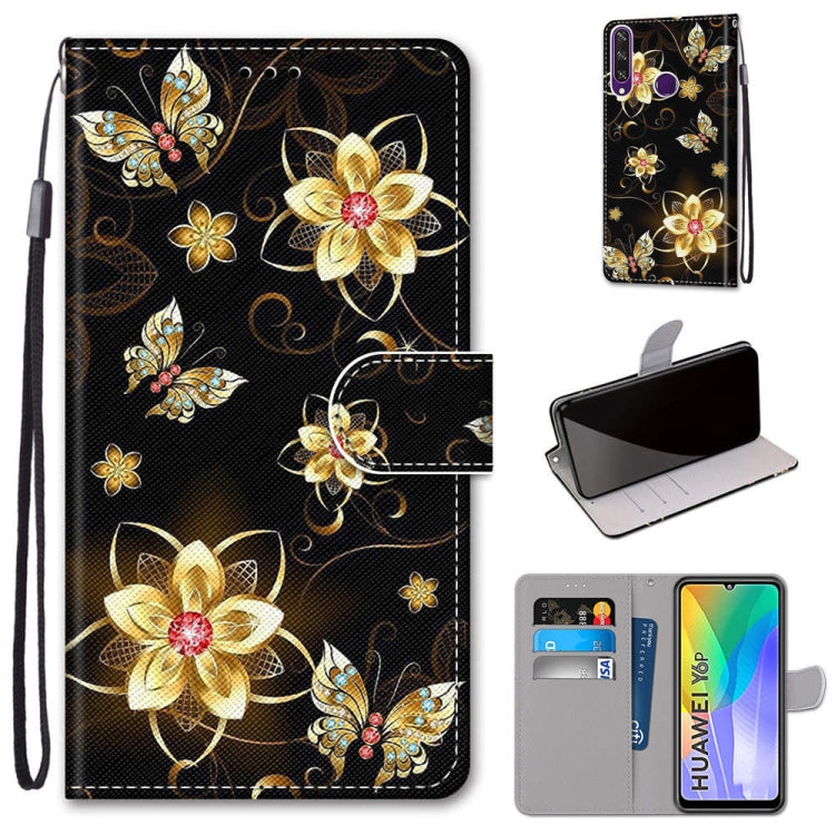 Coloured Drawing Cross Texture Horizontal Flip PU Leather Case with Holder & Card Slots & Wallet & Lanyard, For Huawei Y6p