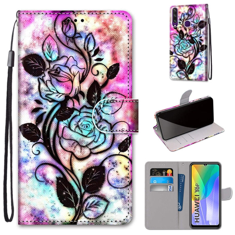 Coloured Drawing Cross Texture Horizontal Flip PU Leather Case with Holder & Card Slots & Wallet & Lanyard, For Huawei Y6p