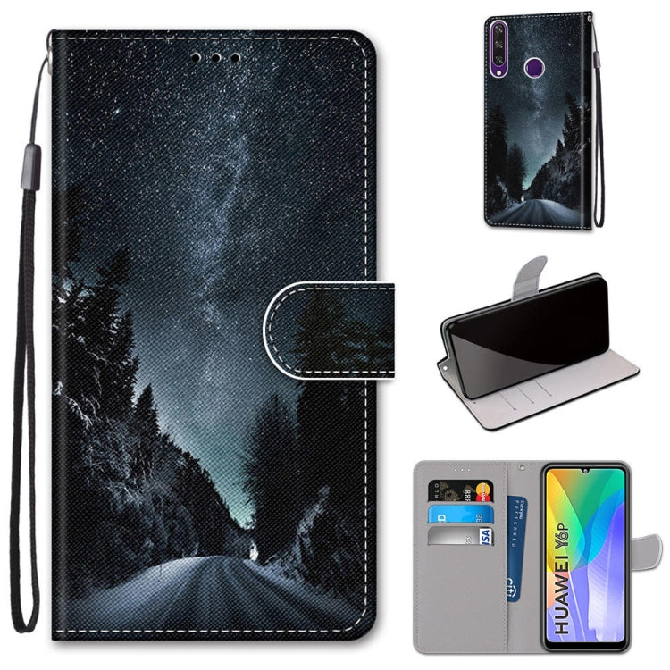 Coloured Drawing Cross Texture Horizontal Flip PU Leather Case with Holder & Card Slots & Wallet & Lanyard, For Huawei Y6p