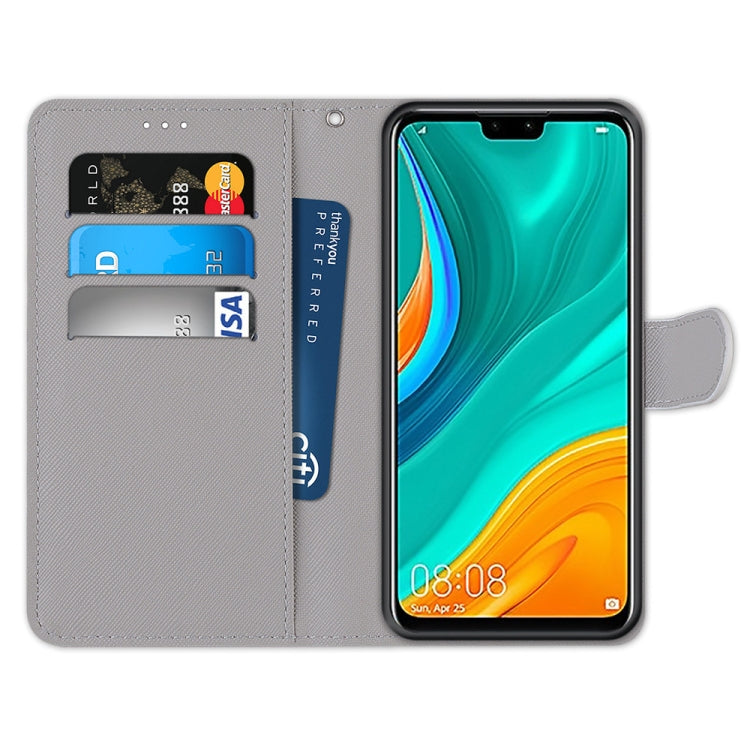 Coloured Drawing Cross Texture Horizontal Flip PU Leather Case with Holder & Card Slots & Wallet & Lanyard, For Huawei Y8s