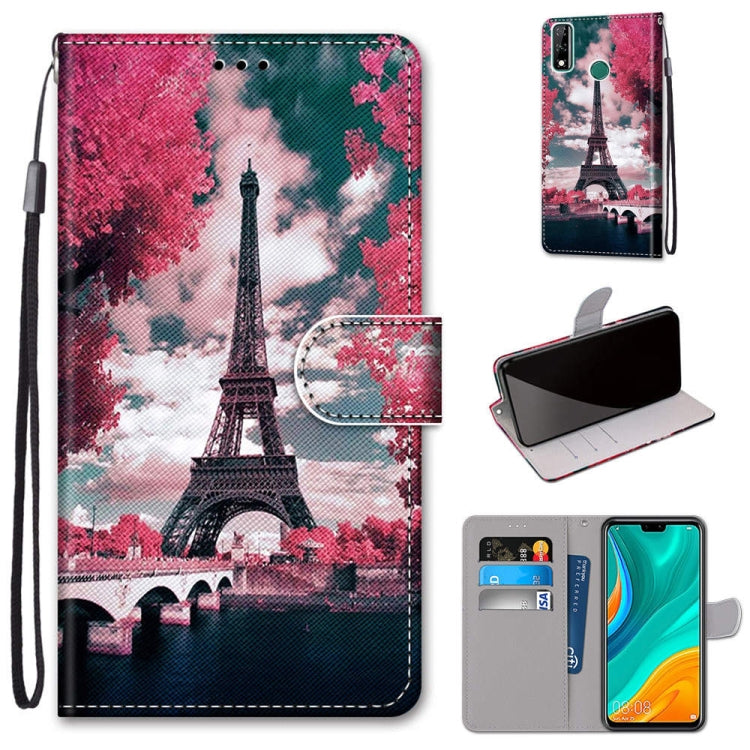 Coloured Drawing Cross Texture Horizontal Flip PU Leather Case with Holder & Card Slots & Wallet & Lanyard, For Huawei Y8s