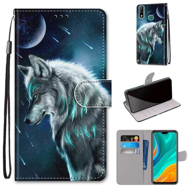 Coloured Drawing Cross Texture Horizontal Flip PU Leather Case with Holder & Card Slots & Wallet & Lanyard, For Huawei Y8s