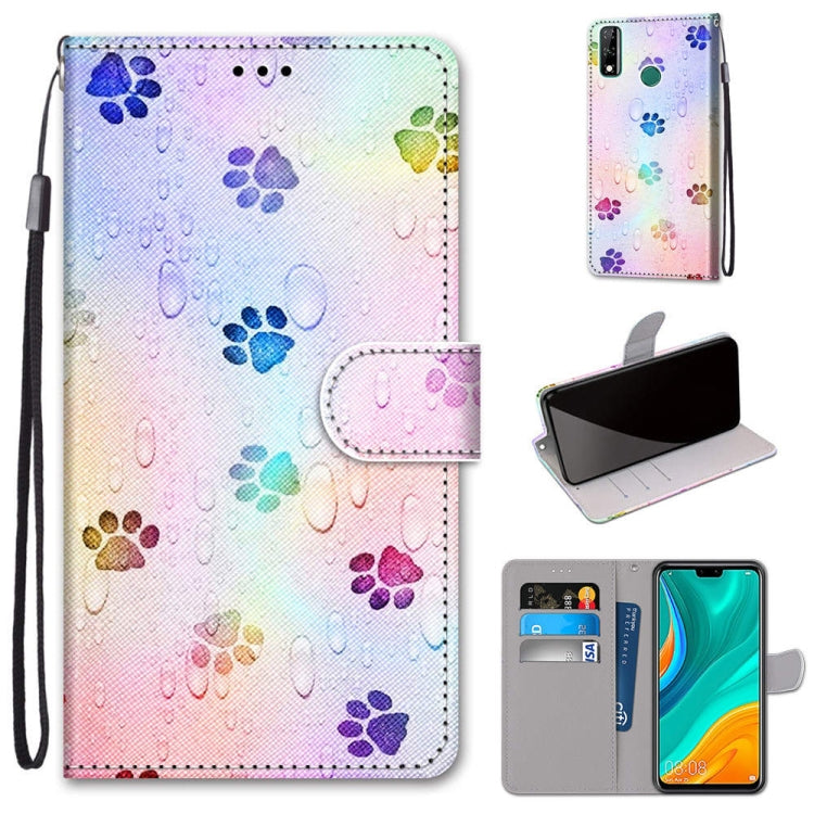 Coloured Drawing Cross Texture Horizontal Flip PU Leather Case with Holder & Card Slots & Wallet & Lanyard, For Huawei Y8s