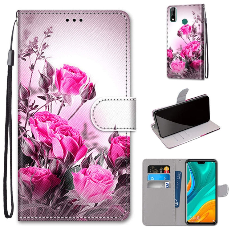 Coloured Drawing Cross Texture Horizontal Flip PU Leather Case with Holder & Card Slots & Wallet & Lanyard, For Huawei Y8s