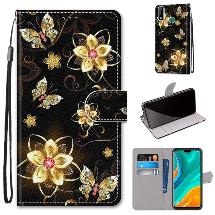 Coloured Drawing Cross Texture Horizontal Flip PU Leather Case with Holder & Card Slots & Wallet & Lanyard, For Huawei Y8s