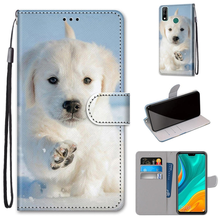 Coloured Drawing Cross Texture Horizontal Flip PU Leather Case with Holder & Card Slots & Wallet & Lanyard, For Huawei Y8s