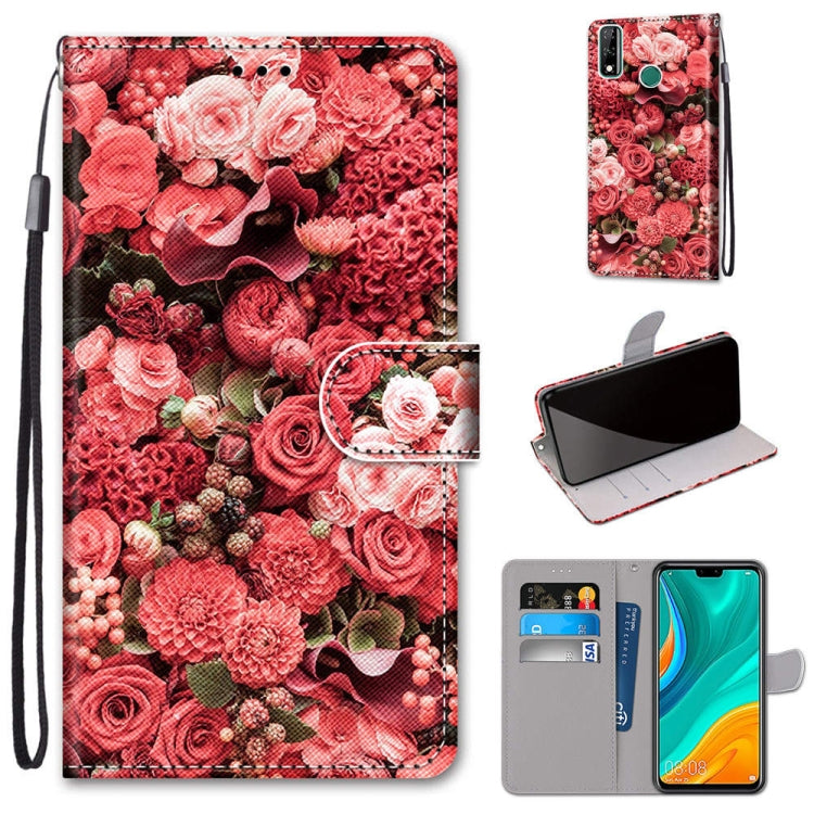 Coloured Drawing Cross Texture Horizontal Flip PU Leather Case with Holder & Card Slots & Wallet & Lanyard, For Huawei Y8s