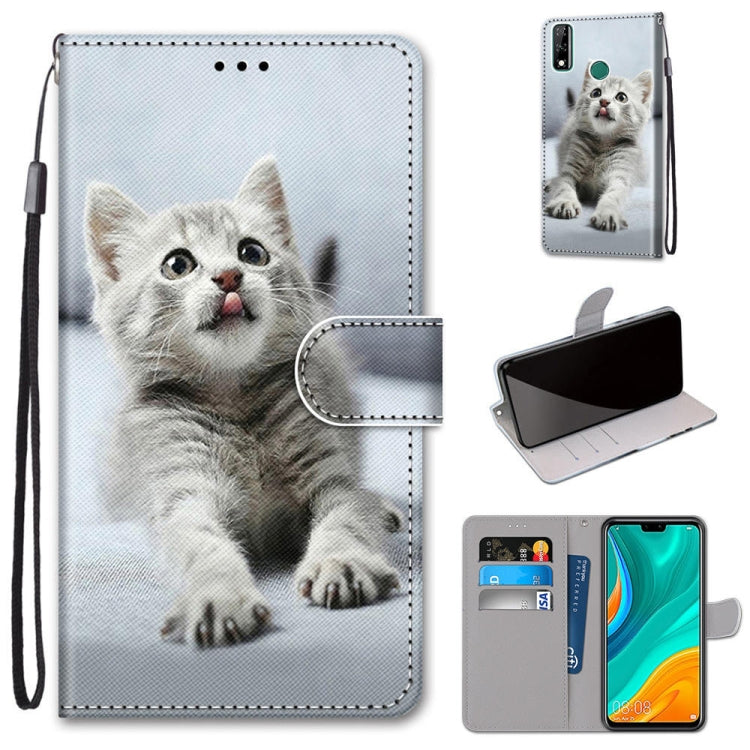 Coloured Drawing Cross Texture Horizontal Flip PU Leather Case with Holder & Card Slots & Wallet & Lanyard, For Huawei Y8s