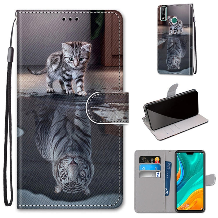 Coloured Drawing Cross Texture Horizontal Flip PU Leather Case with Holder & Card Slots & Wallet & Lanyard, For Huawei Y8s