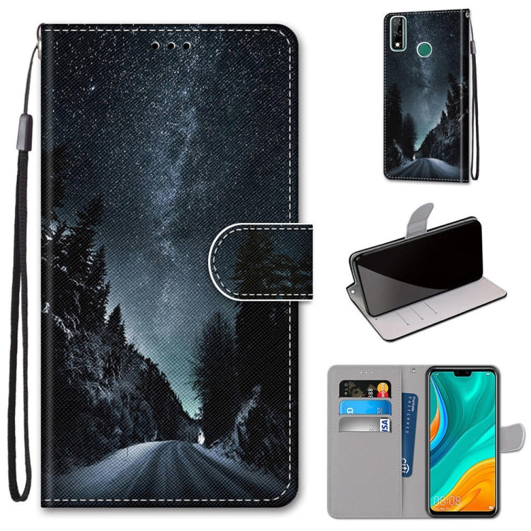 Coloured Drawing Cross Texture Horizontal Flip PU Leather Case with Holder & Card Slots & Wallet & Lanyard, For Huawei Y8s