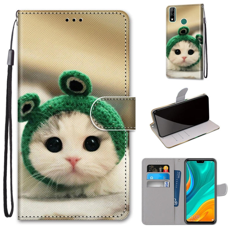 Coloured Drawing Cross Texture Horizontal Flip PU Leather Case with Holder & Card Slots & Wallet & Lanyard, For Huawei Y8s