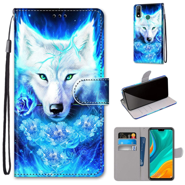 Coloured Drawing Cross Texture Horizontal Flip PU Leather Case with Holder & Card Slots & Wallet & Lanyard, For Huawei Y8s