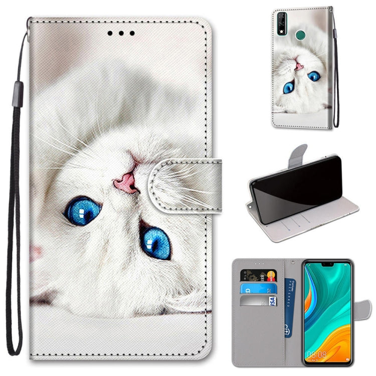 Coloured Drawing Cross Texture Horizontal Flip PU Leather Case with Holder & Card Slots & Wallet & Lanyard, For Huawei Y8s