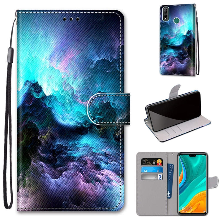 Coloured Drawing Cross Texture Horizontal Flip PU Leather Case with Holder & Card Slots & Wallet & Lanyard, For Huawei Y8s