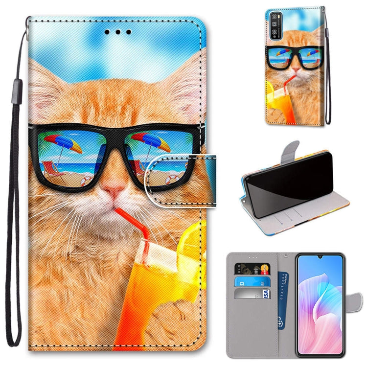 Coloured Drawing Cross Texture Horizontal Flip PU Leather Case with Holder & Card Slots & Wallet & Lanyard, For Huawei Enjoy Z / 20 Pro