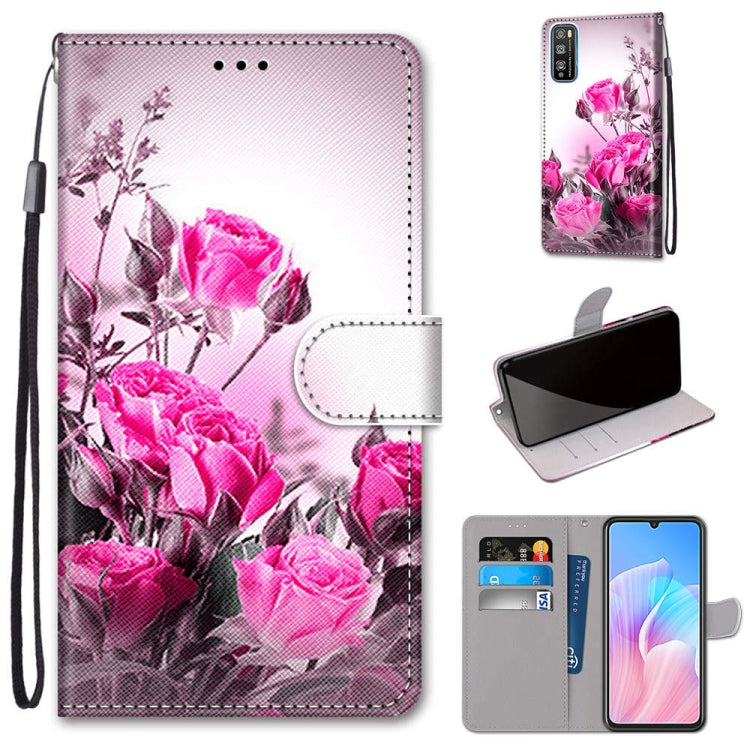 Coloured Drawing Cross Texture Horizontal Flip PU Leather Case with Holder & Card Slots & Wallet & Lanyard, For Huawei Enjoy Z / 20 Pro