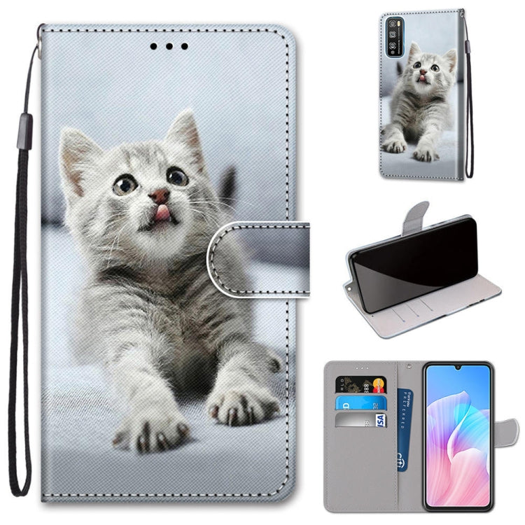 Coloured Drawing Cross Texture Horizontal Flip PU Leather Case with Holder & Card Slots & Wallet & Lanyard, For Huawei Enjoy Z / 20 Pro